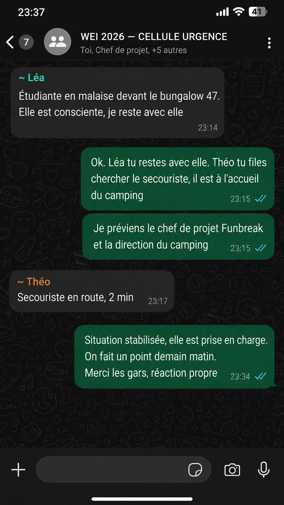 Canal de communication d’urgence pendant un WEI