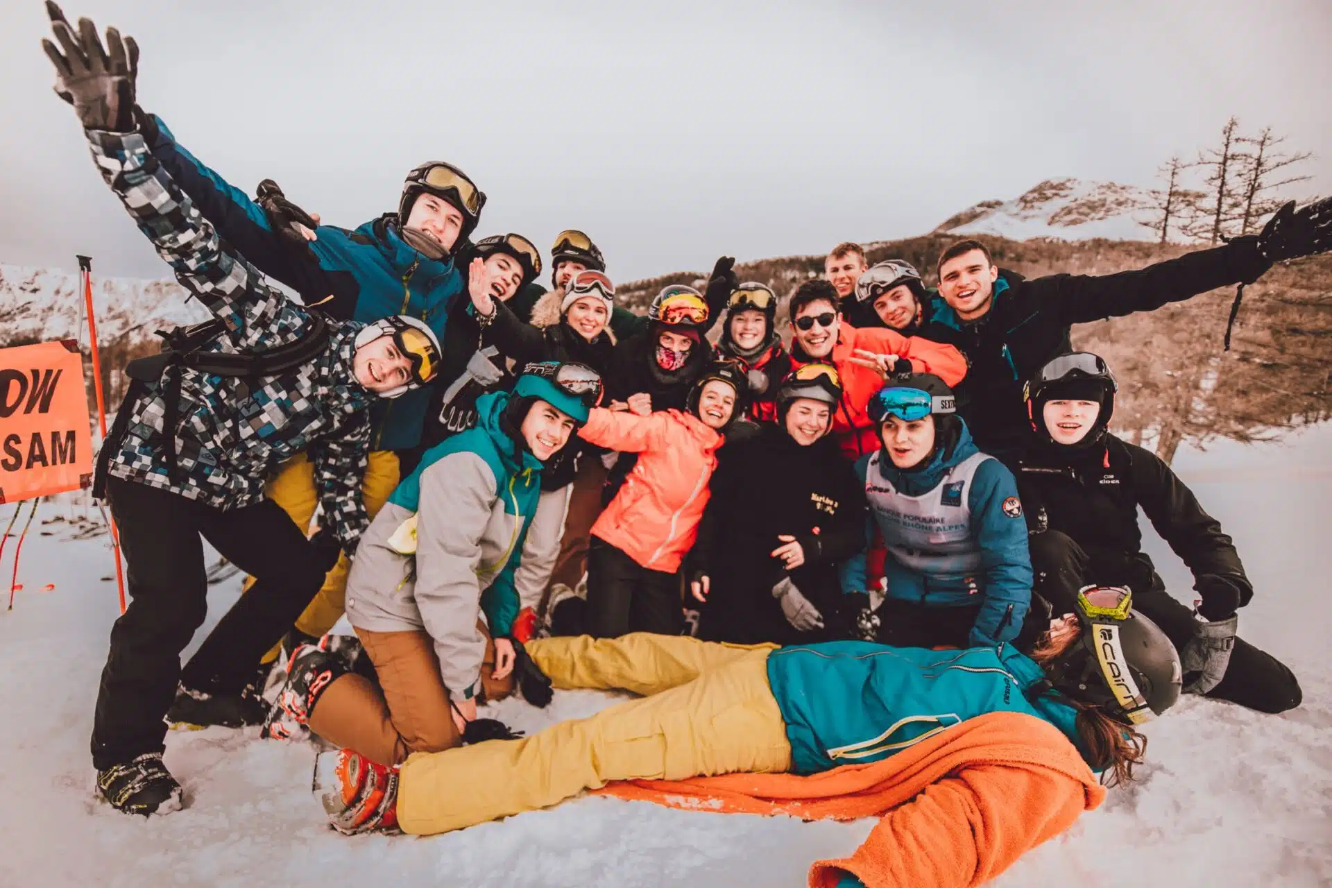 Groupe étudiant d’une asso ski en week-end avec Funbreak, ambiance sur les pistes
